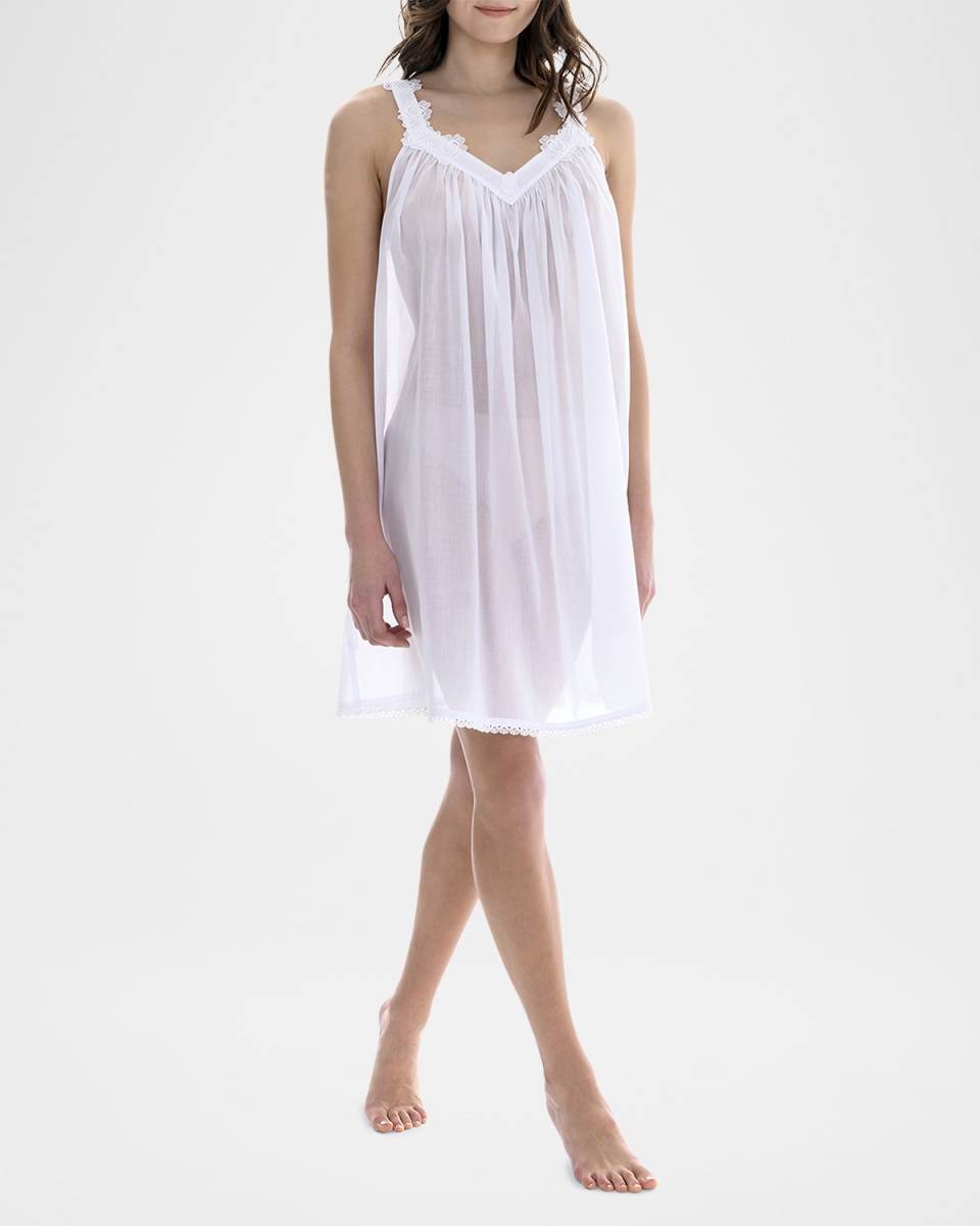 Amarilis-1 Lace Applique Cotton Nightgown